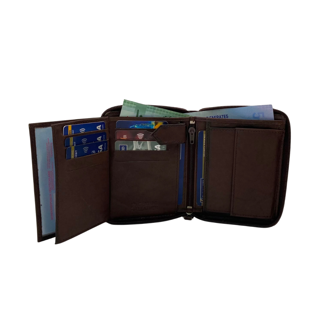 Fullzip leather mens Wallet #621CZ
