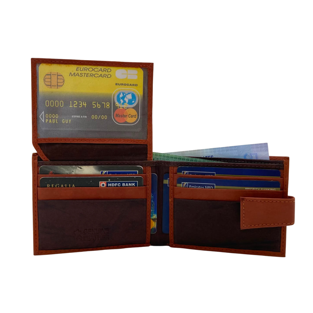 Mens Genuine Leather Mens wallet Leather Lined Bi fold Wallet For Men # 1981L