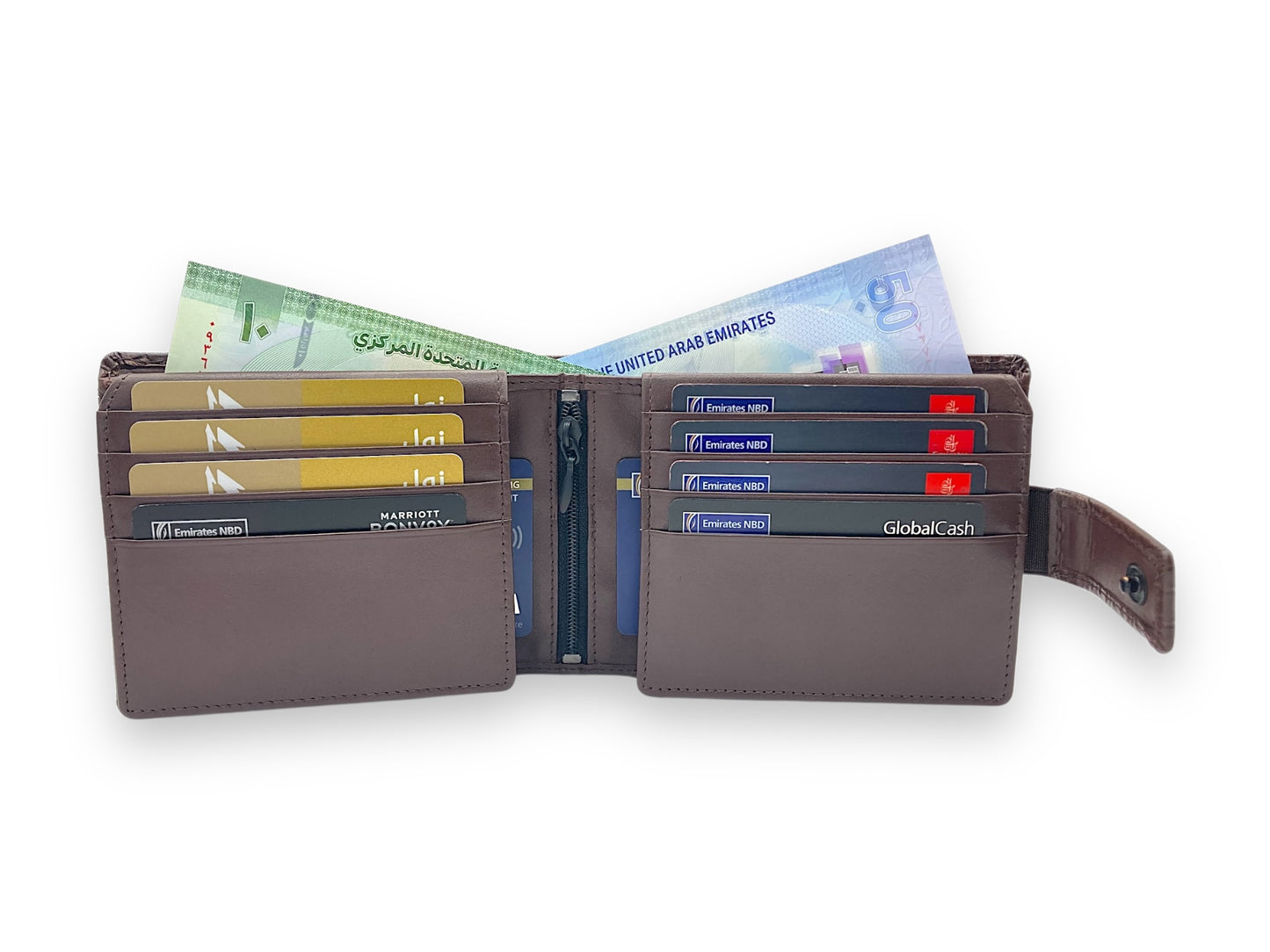 VIP - RFID Maximum Card & Coin, Men's Bifold Wallet With Elastic Loop Lock, Inside Zip # 1244 EL.Loop