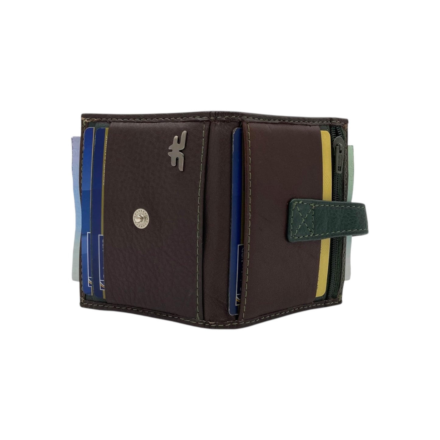 Card Case & Cash Wallet Compact Size 12 Card Space Plus Zip For Coins # 4029Z