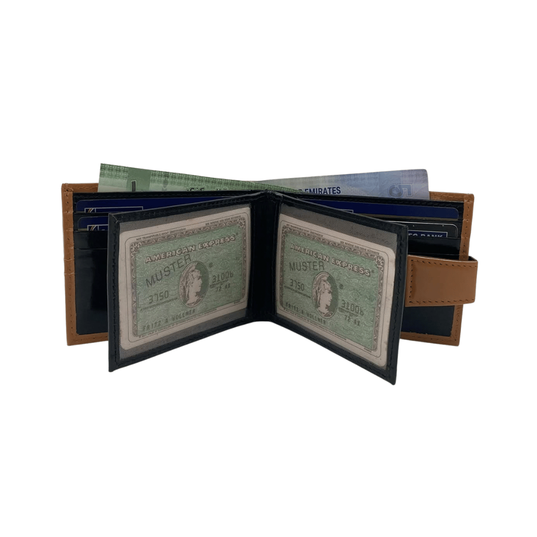Classic Men's Waterproof Bifold Leather Wallet with Flip ID Window # 892L (C.L.)