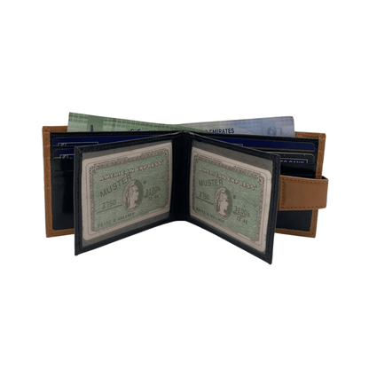 Classic Men's Waterproof Bifold Leather Wallet with Flip ID Window # 892L (C.L.)