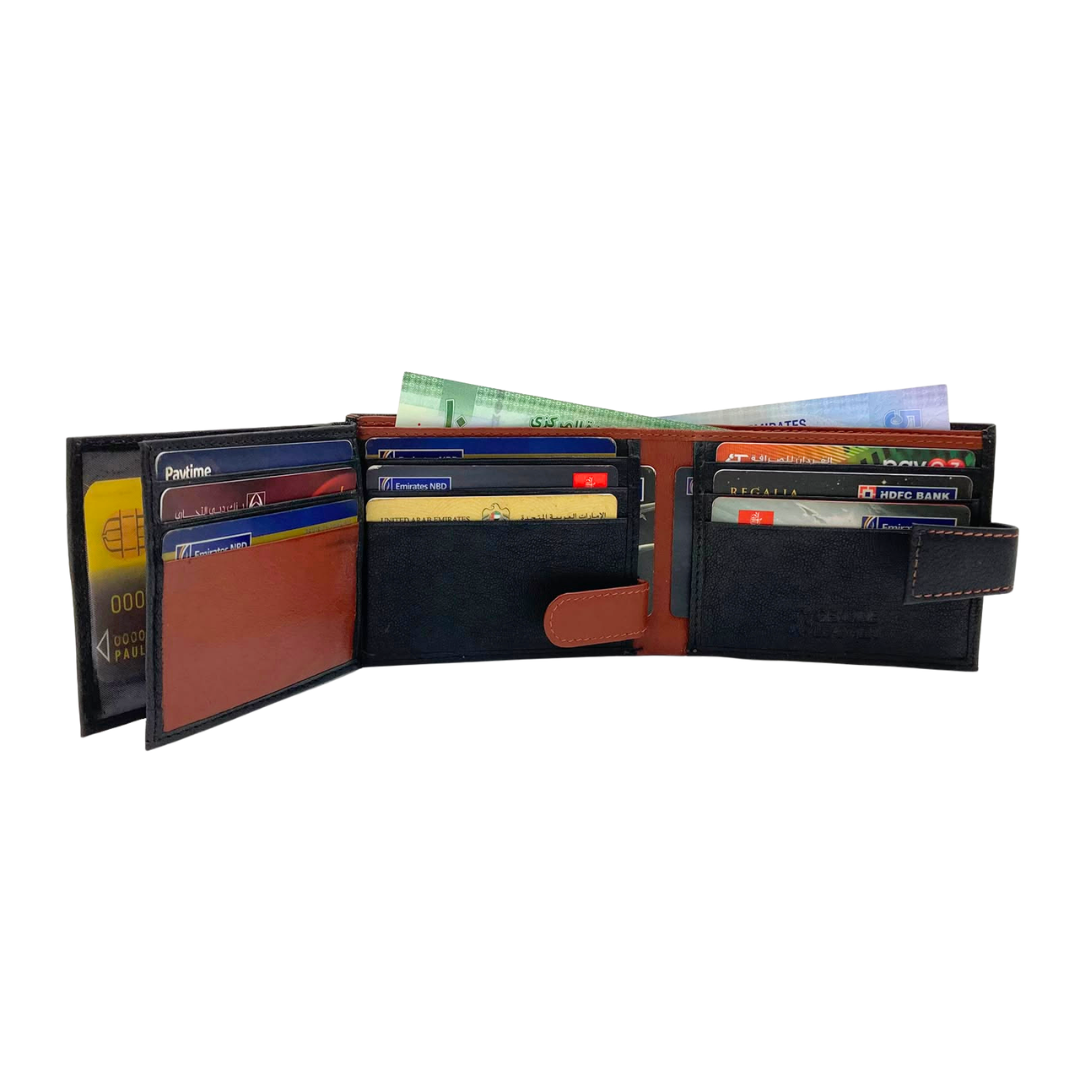Mens Genuine Leather Mens wallet Leather Lined Bi fold Wallet For Men # 1426L