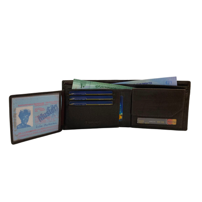 Mens Genuine Leather Mens wallet Leather Lined Bi fold Wallet For Men # 1357