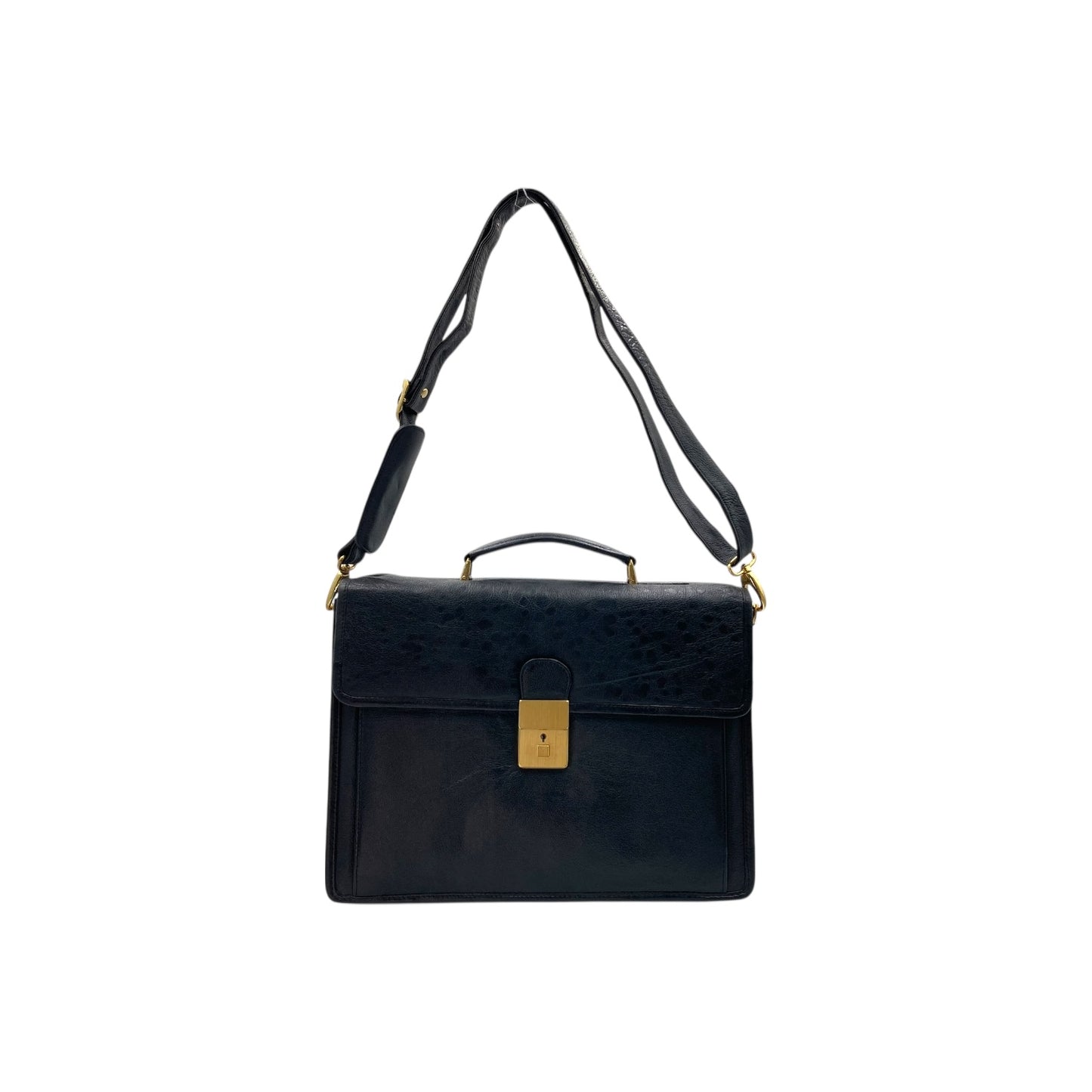 Office Laptop & Document Leather Bag With Flap Lock # 3-BELU