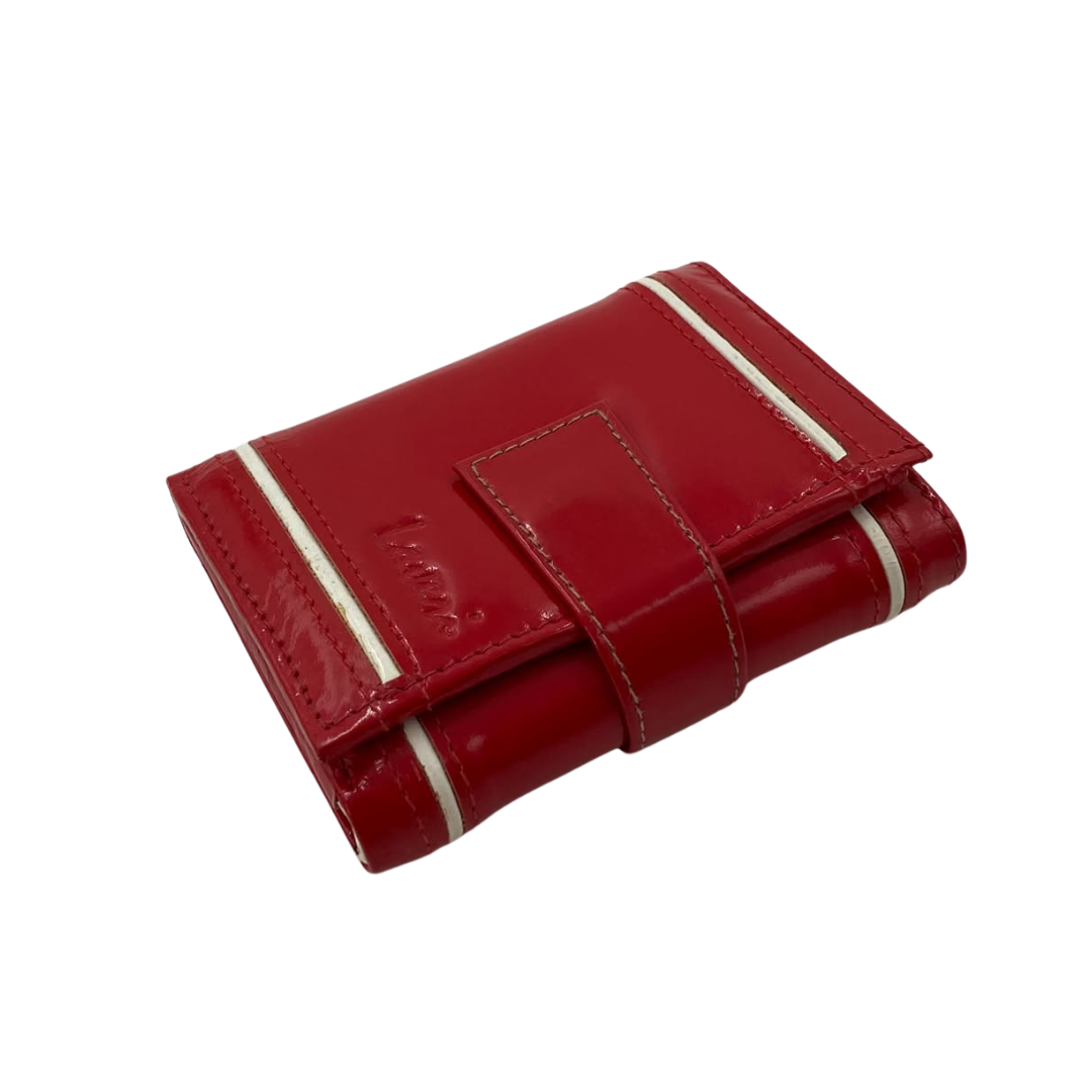 Men's Waterproof Bifold Leather Wallet with ID Window & Card Slots (White & Red Edition) #1125 [D.L.]