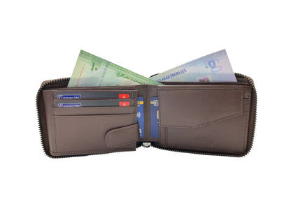 VIP Full Zip RFID Men's Wallet , Multiple Card & Coin Bifold Wallet # 1013CZ