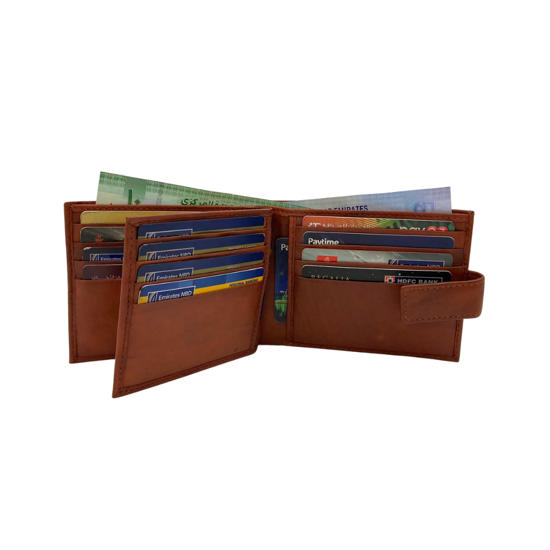 Mens Genuine Leather Mens wallet Leather Lined Bi fold Wallet For Men # 1261L