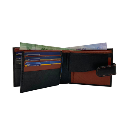 Mens Genuine Leather Mens wallet Leather Lined Bi fold Wallet For Men # 1005CL