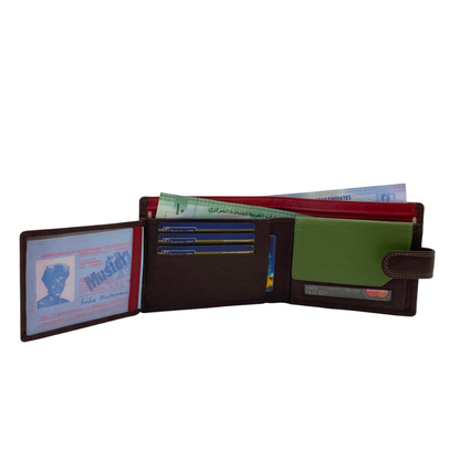 Mens Genuine Leather Mens wallet Leather Lined Bi fold Wallet For Men # 1357L