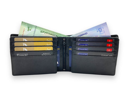 VIP - RFID Multiple Card & Coin, Men's Bifold Wallet With Elastic Lock, Inside Zip # 1244 Elastic