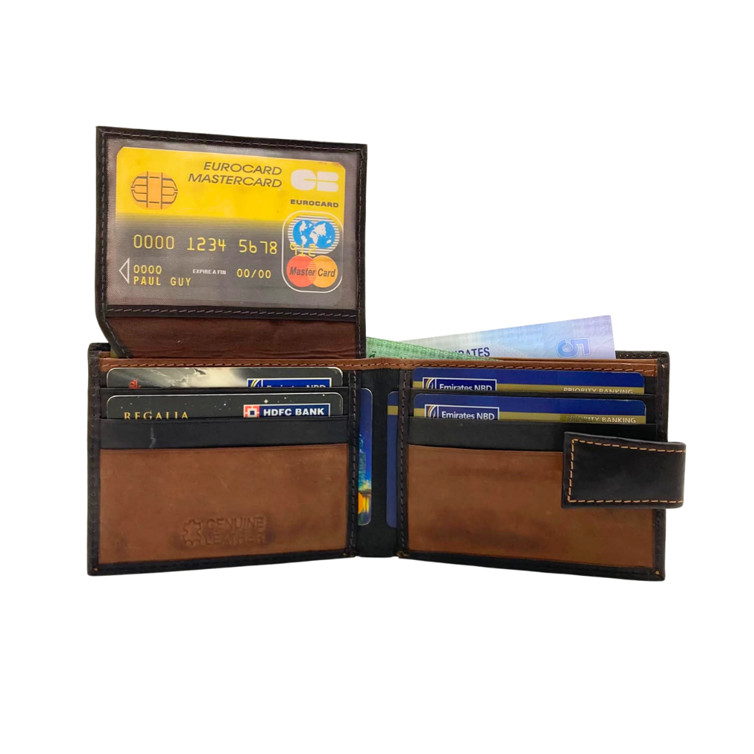 Mens Genuine Leather Mens wallet Leather Lined Bi fold Wallet For Men # 1981L