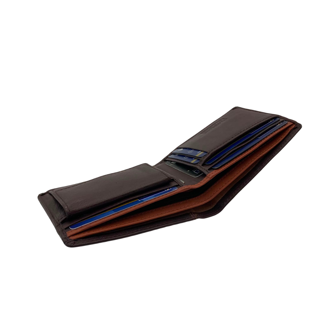 Mens Genuine Leather Mens wallet Leather Lined Bi fold Wallet For Men # 1250C