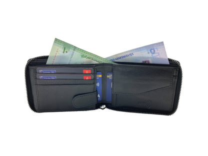 VIP Full Zip RFID Men's Wallet , Multiple Card & Coin Bifold Wallet # 1013CZ