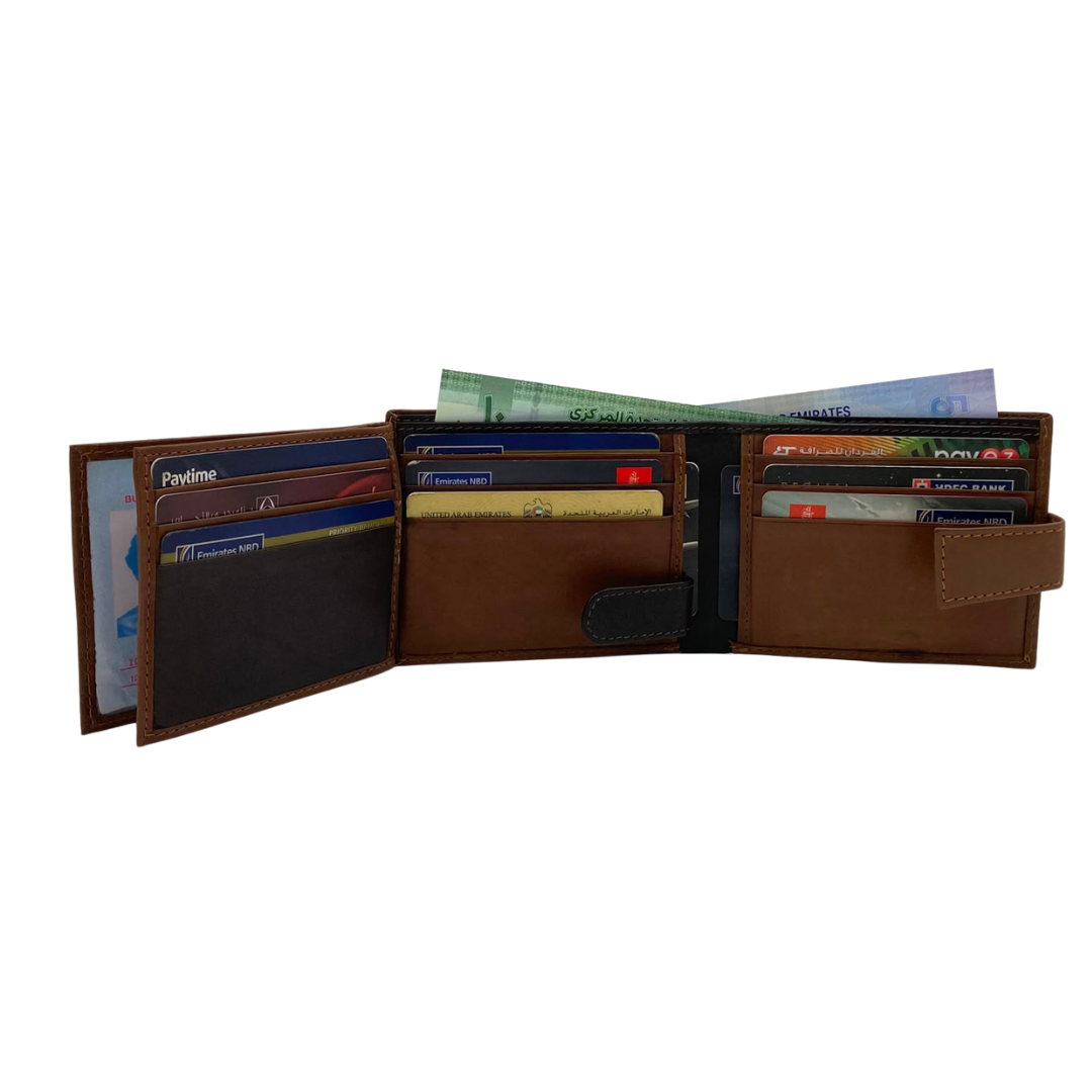 Mens Genuine Leather Mens wallet Leather Lined Bi fold Wallet For Men # 1426L