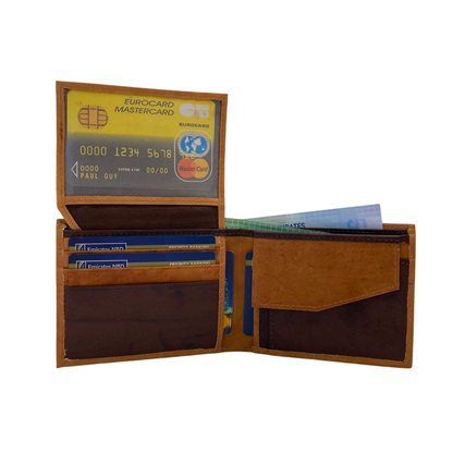 Mens Genuine Leather Mens wallet Leather Lined Bi fold Wallet For Men # 1981C