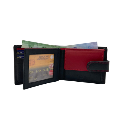 Mens Genuine Leather Mens wallet Leather Lined Bi fold Wallet For Men # 1350BL