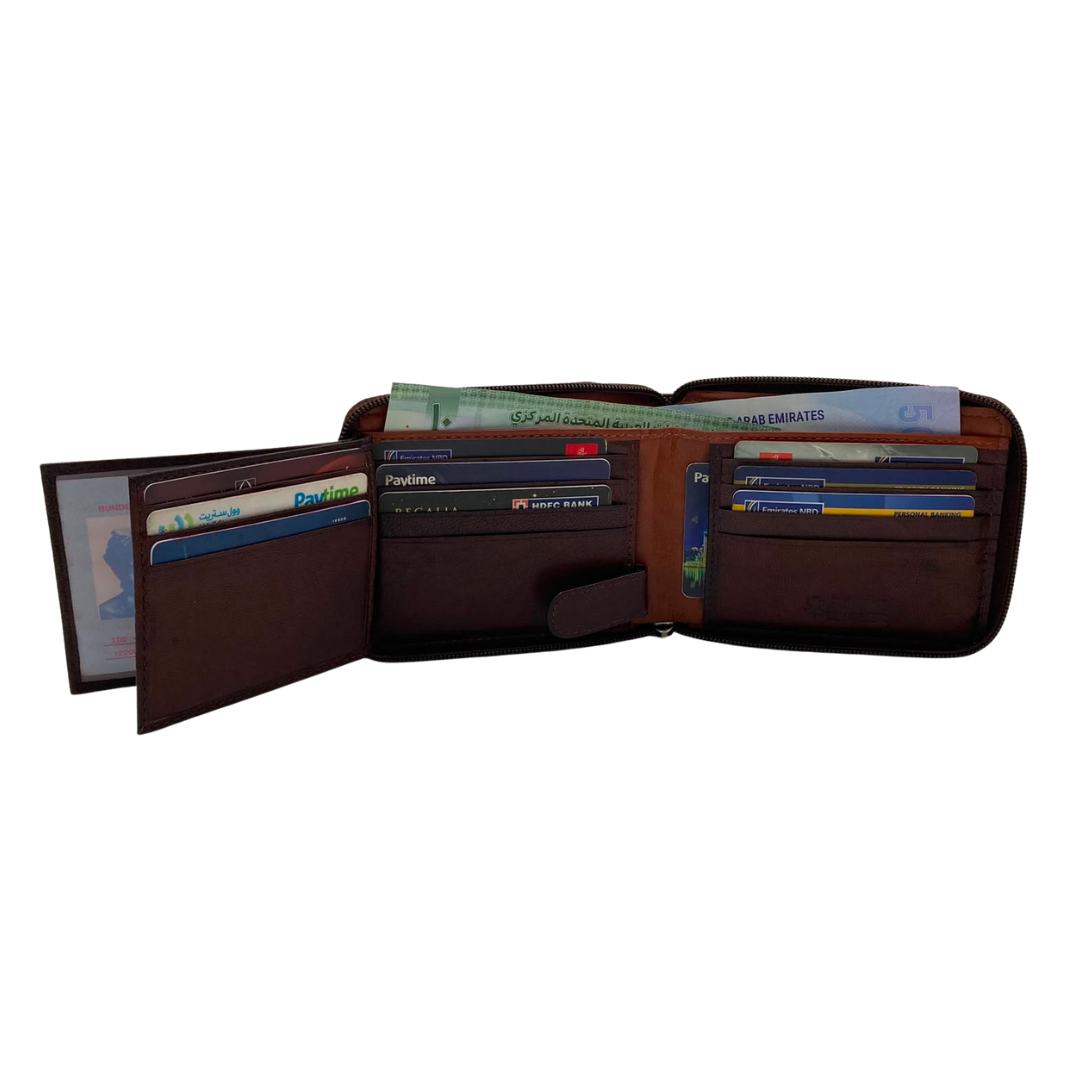Fullzip leather mens Wallet #1013Z