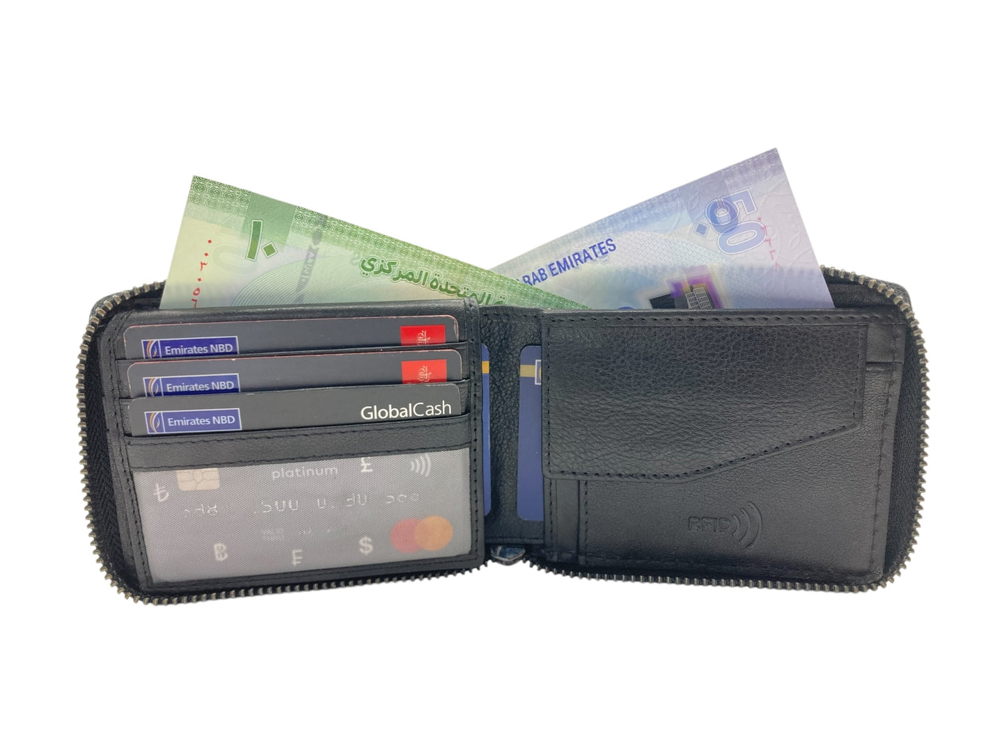 VIP Full Zip RFID Men's Wallet , Multiple Card & Coin Bifold Wallet # 1981CZ