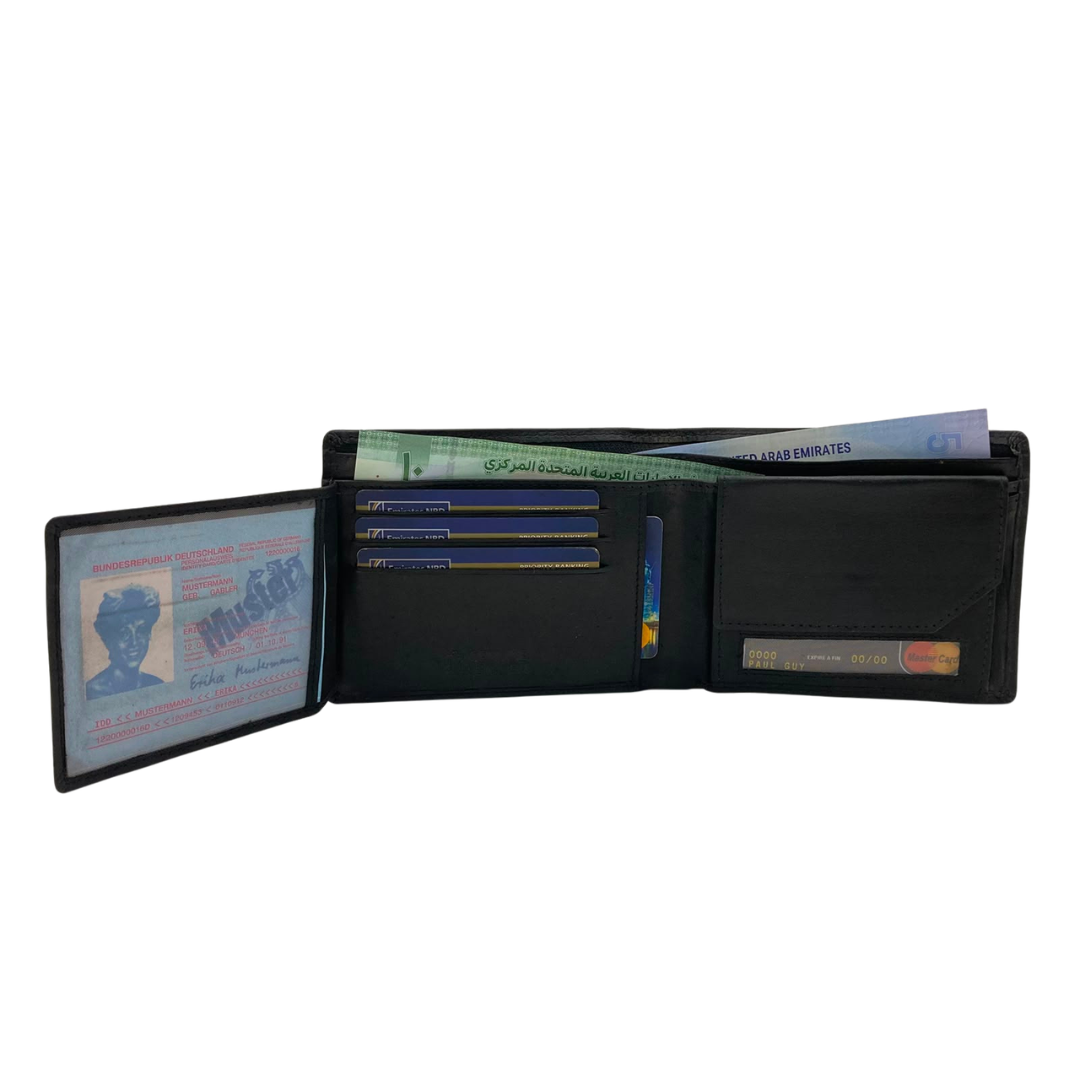 Mens Genuine Leather Mens wallet Leather Lined Bi fold Wallet For Men # 1357