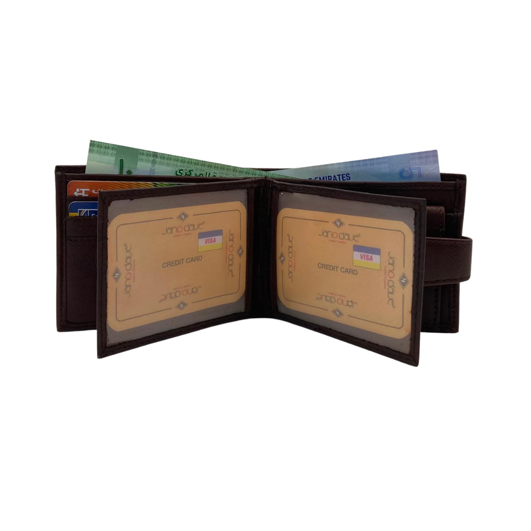 Mens Genuine Leather Mens wallet Leather Lined Bi fold Wallet For Men # JD 2007