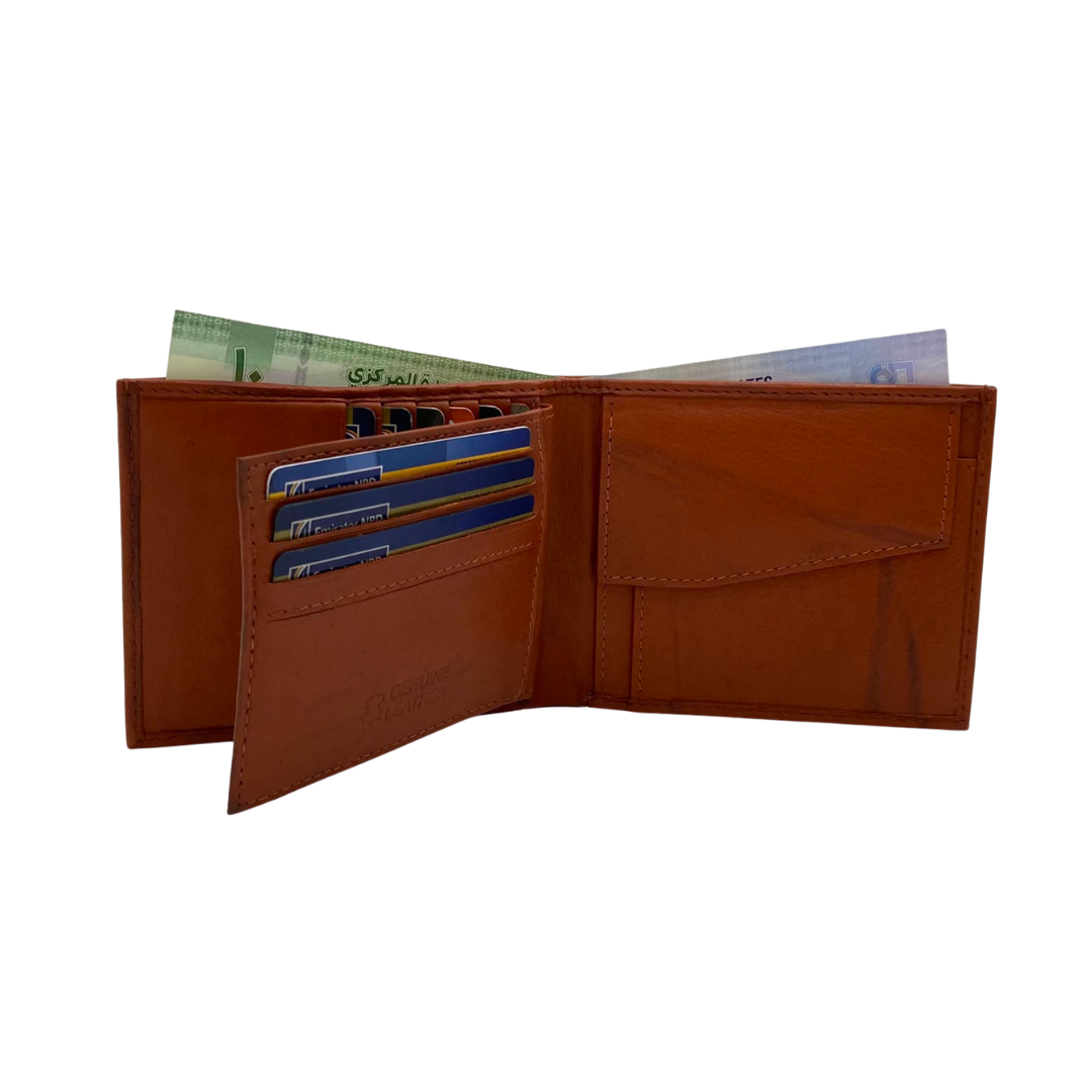 Mens Genuine Leather Mens wallet Leather Lined Bi fold Wallet For Men # 797FC