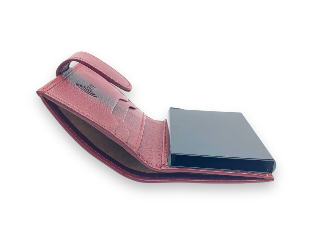 Smart Pop-Up Metallic Card Holder Bi-Fold Wallet in Leather # 4525