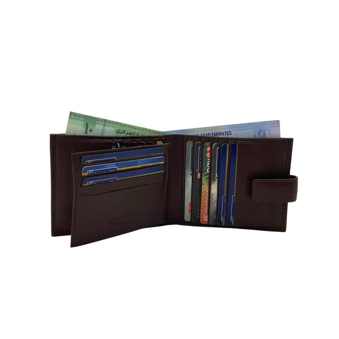 Mens Genuine Leather Mens wallet Leather Lined Bi fold Wallet For Men # 797AL