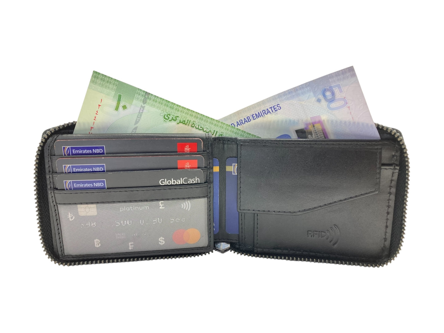 VIP Full Zip RFID Men's Wallet , Multiple Card & Coin Bifold Wallet # 1981CZ