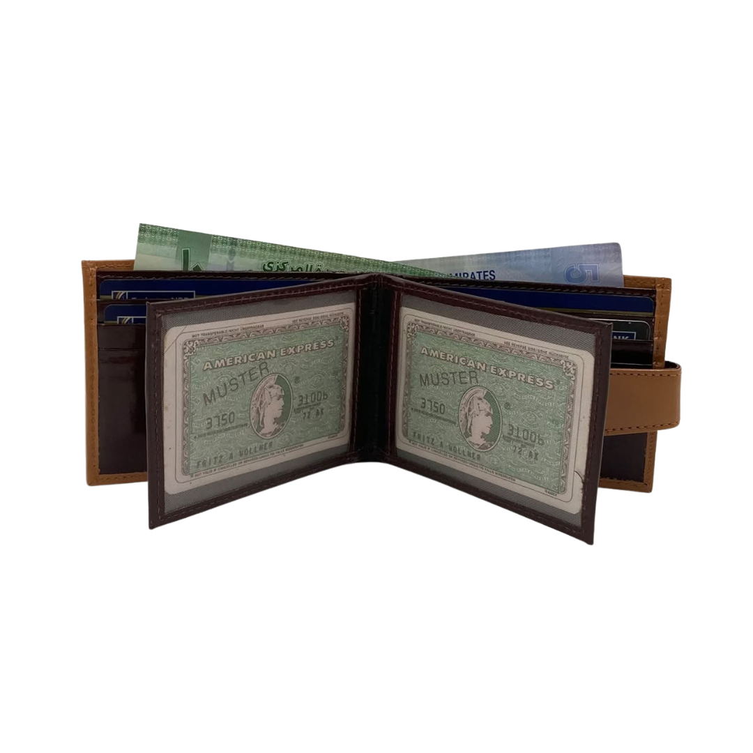 Classic Men's Waterproof Bifold Leather Wallet with Flip ID Window #892L