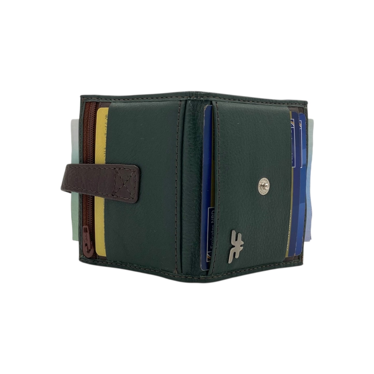 Card Case & Cash Wallet Compact Size 12 Card Space Plus Zip For Coins # 4029Z