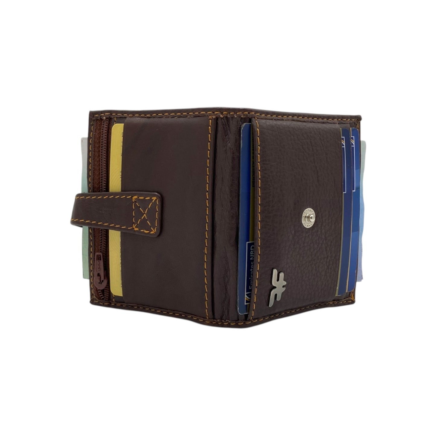 Card Case & Cash Wallet Compact Size 12 Card Space Plus Zip For Coins # 4029Z