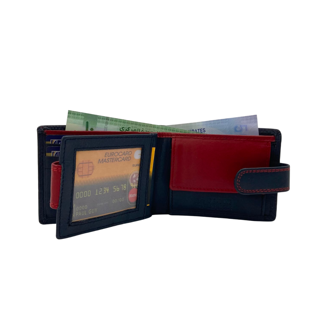 Mens Genuine Leather Mens wallet Leather Lined Bi fold Wallet For Men # 1350CBL
