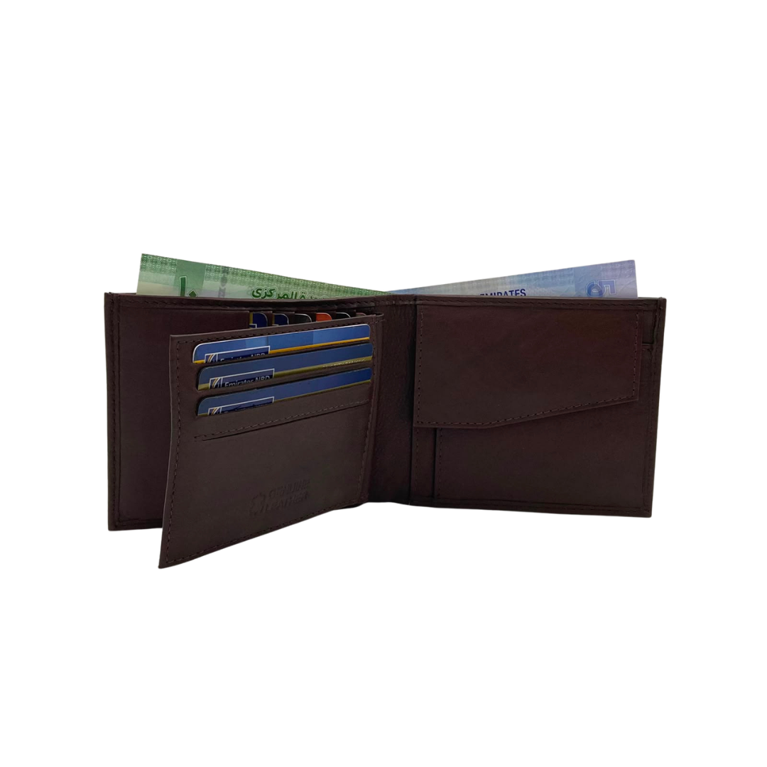 Mens Genuine Leather Mens wallet Leather Lined Bi fold Wallet For Men # 797FC