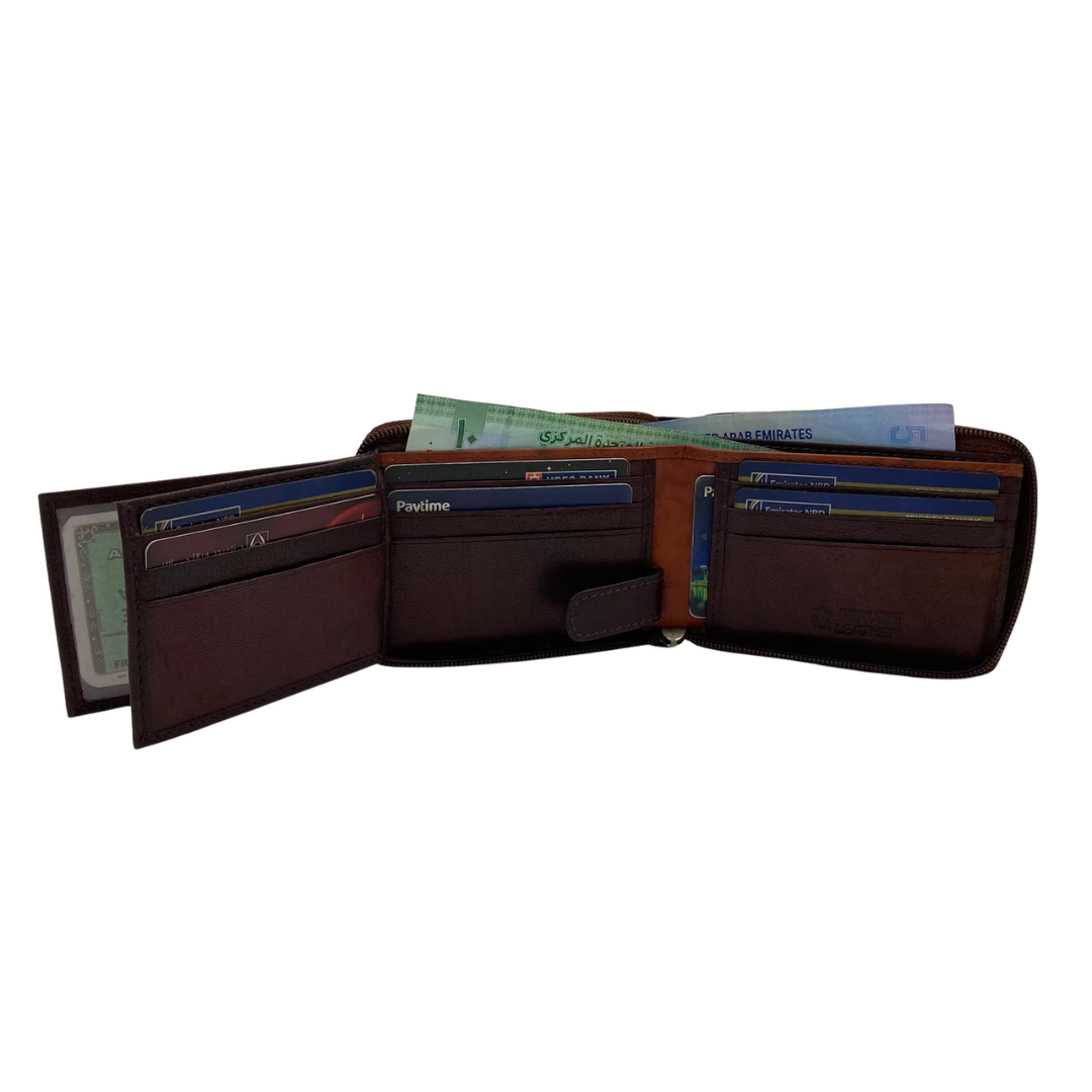 Fullzip leather mens Wallet #1756Z