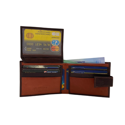 Mens Genuine Leather Mens wallet Leather Lined Bi fold Wallet For Men # 1981L