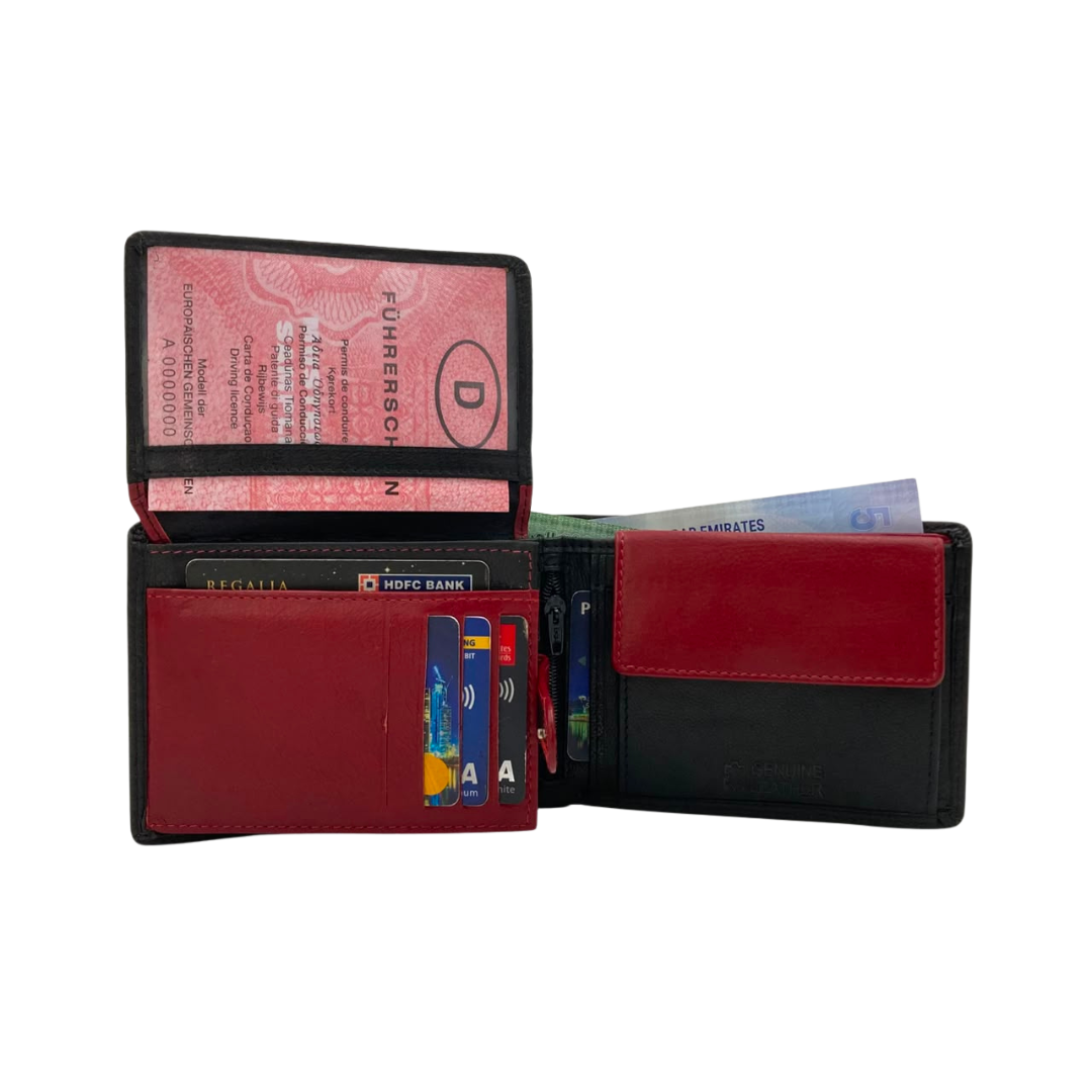 Mens Genuine Leather Mens wallet Leather Lined Bi fold Wallet For Men # 1510