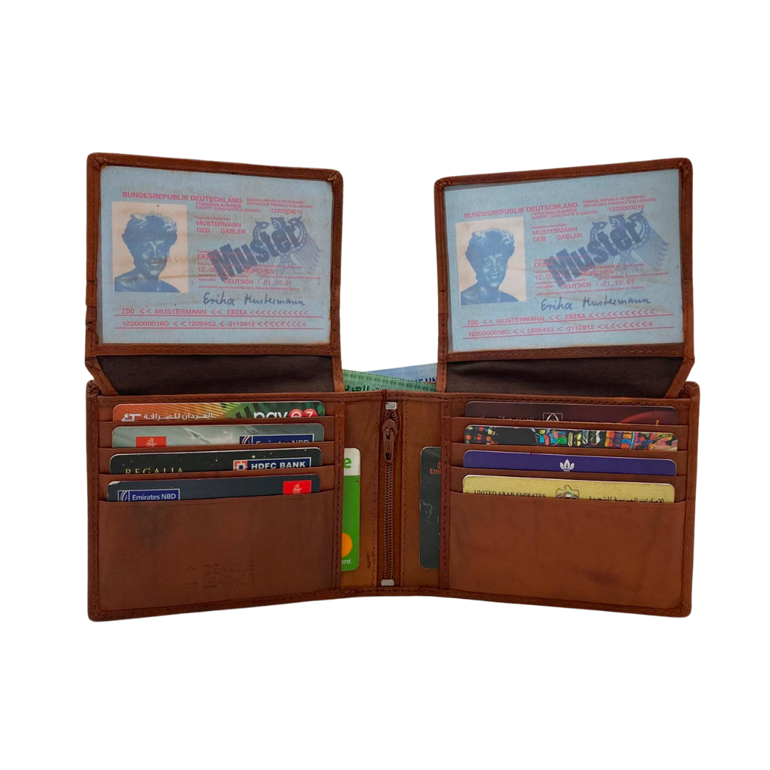 Mens Genuine Leather Mens wallet Leather Lined Bi fold Wallet For Men # 1244
