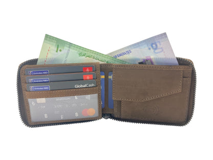 VIP Full Zip RFID Men's Wallet , Multiple Card & Coin Bifold Wallet # 1981CZ