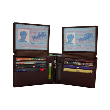 Mens Genuine Leather Mens wallet Leather Lined Bi fold Wallet For Men # 1244N