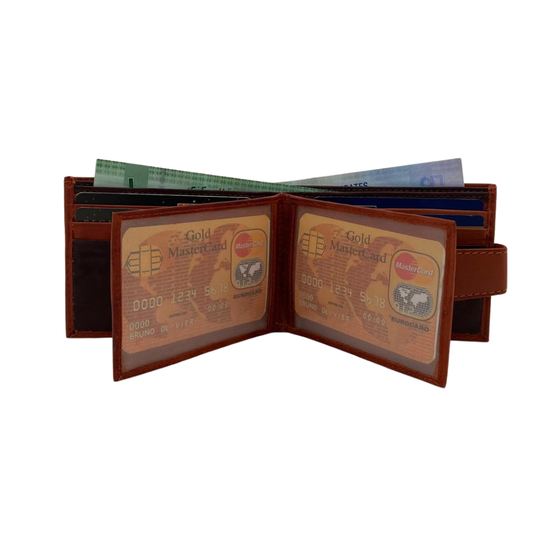 Mens Genuine Leather Mens wallet Leather Lined Bi fold Wallet For Men # 892L