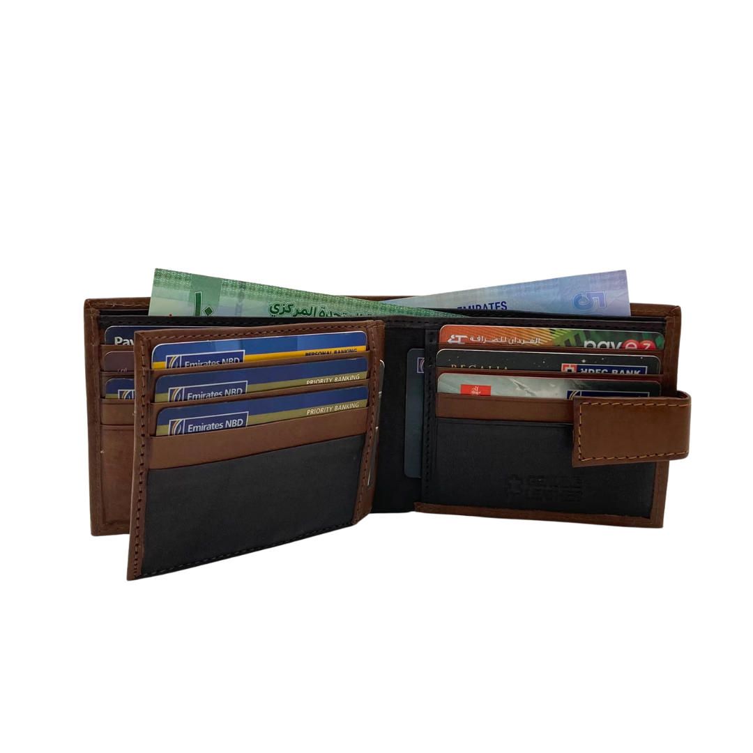 Mens Genuine Leather Mens wallet Leather Lined Bi fold Wallet For Men # 1326L