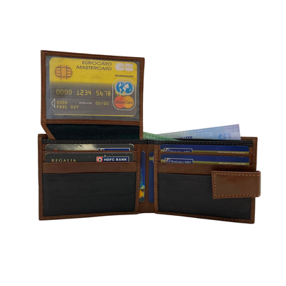 Mens Genuine Leather Mens wallet Leather Lined Bi fold Wallet For Men # 1981L