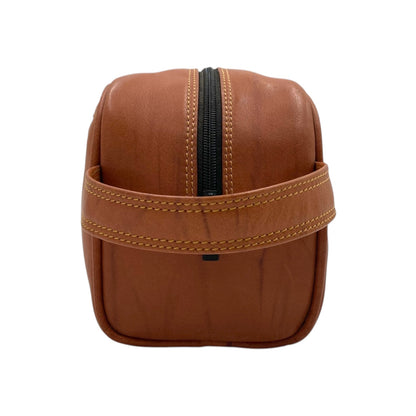 Hand Pouch, Wash Bag, Toiletry, Genuine Leather # 2694B