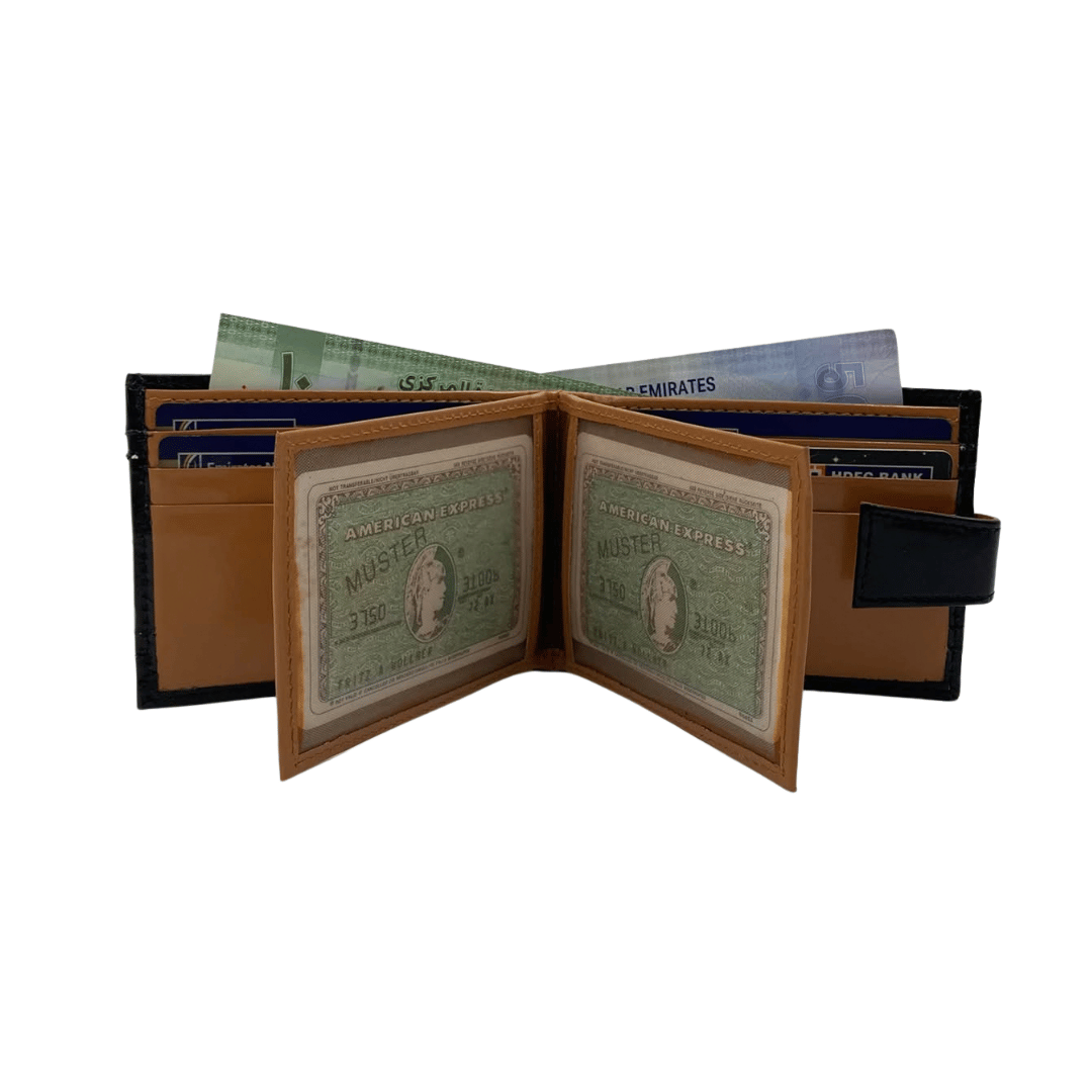 Classic Men's Waterproof Bifold Leather Wallet with Flip ID Window # 892L (D.L.)