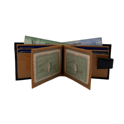 Classic Men's Waterproof Bifold Leather Wallet with Flip ID Window # 892L (D.L.)