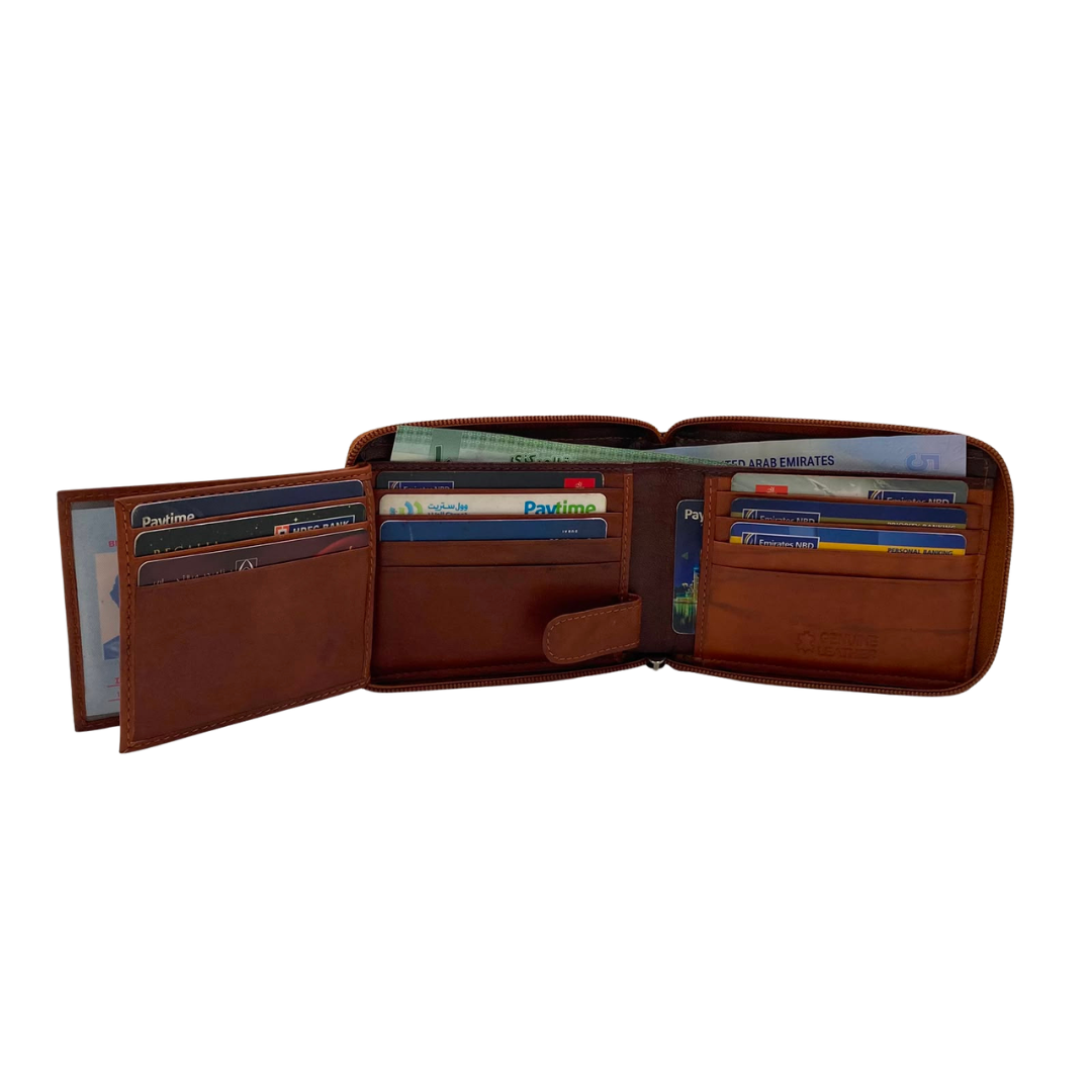 Fullzip leather mens Wallet #1013Z