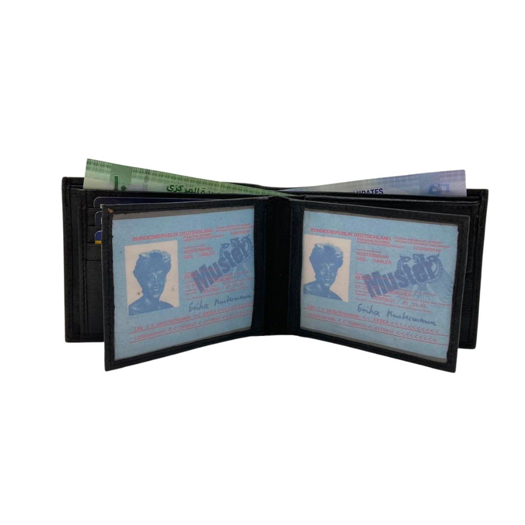 Mens Genuine Leather Mens wallet Leather Lined Bi fold Wallet For Men # 1406C EL