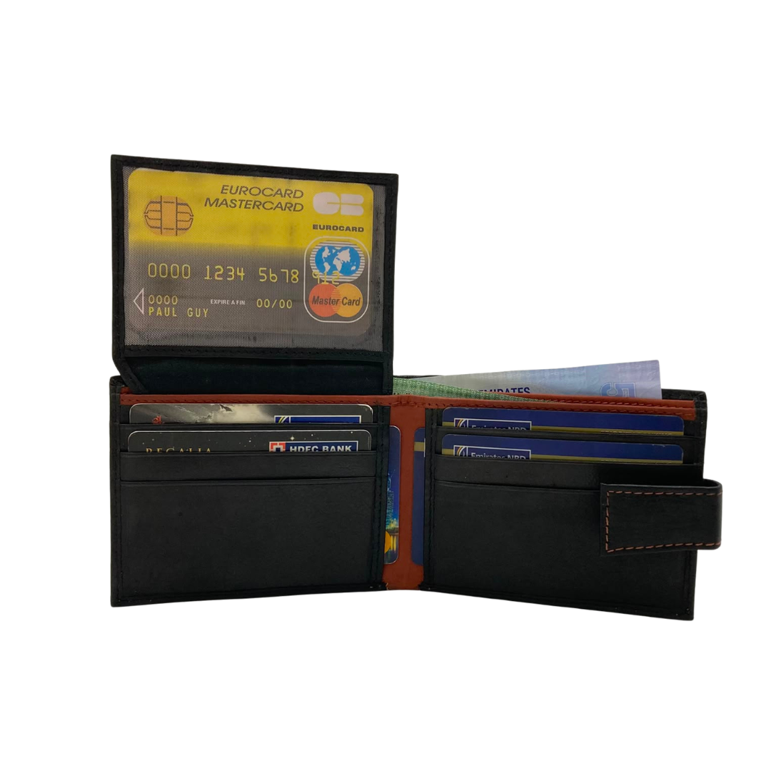 Mens Genuine Leather Mens wallet Leather Lined Bi fold Wallet For Men # 1981L