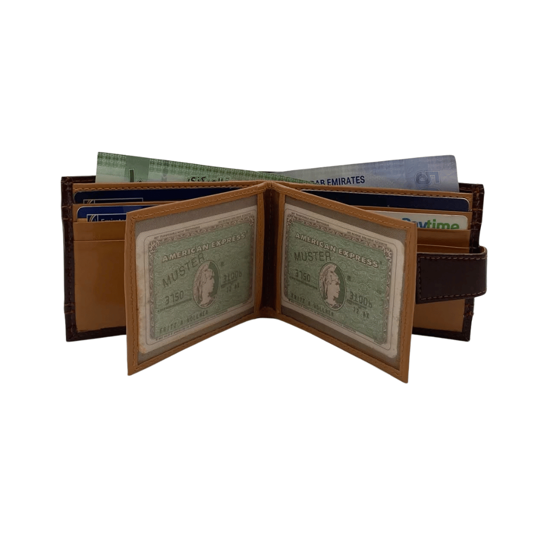 Classic Men's Waterproof Bifold Leather Wallet with Flip ID Window # 892L (D.L.)